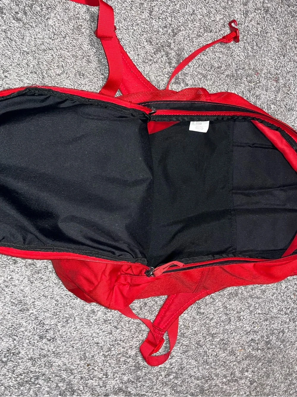 Nike Red Backpack with Black Logo and External Bungee